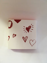 Load image into Gallery viewer, Matchbox style box with red drawer and white sleeve , decorated with red hearts.